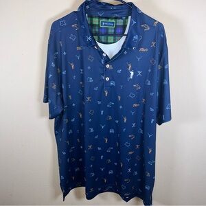 William Murray Golf Tito's Handmade Vodka Texas Print Polo Shirt XLarge